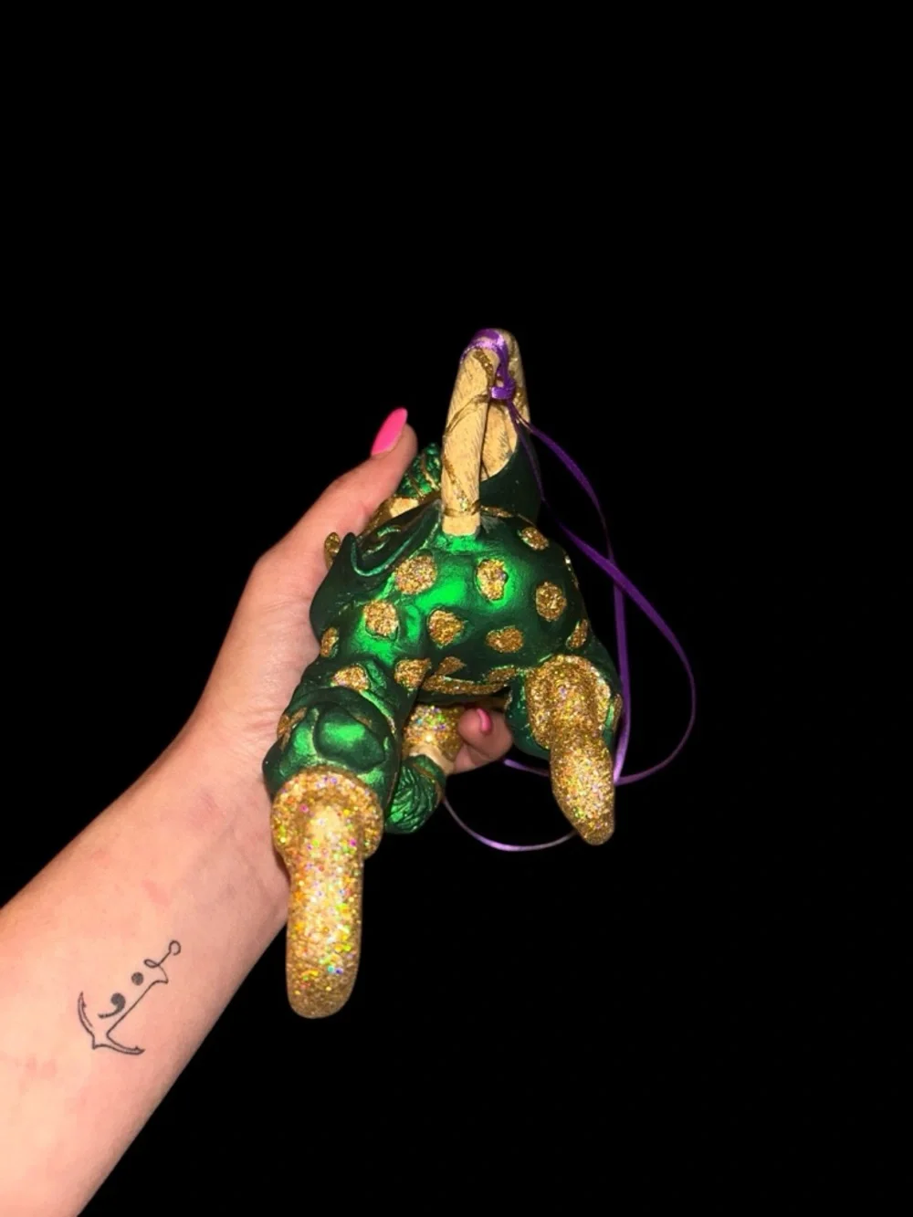 Vintage Mark Robert’s Green and Gold Fantasy Monkey Ornament